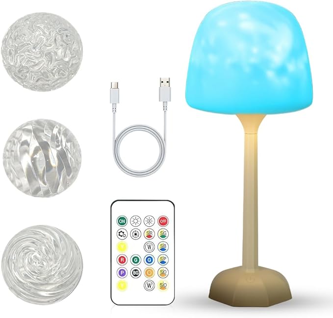 Spa-Like Shower Lamp Waterproof Bathroom Lamp Ocean Wave Projector Light with 16 Colors Changing Rechargeable Remote Control & Touch Northern Lights Projector,Cordless Light for Inside Shower