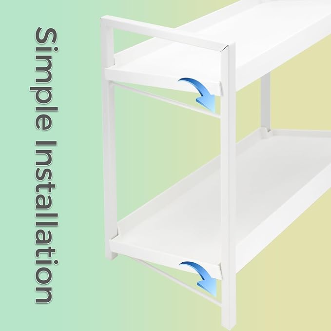 2-Tier Countertop Organizer for Bathroom – Cosmetic Organizer Rack and Storage Shelf for Bedrooms, Offices, Kitchen Counters, and Under Sinks (White)
