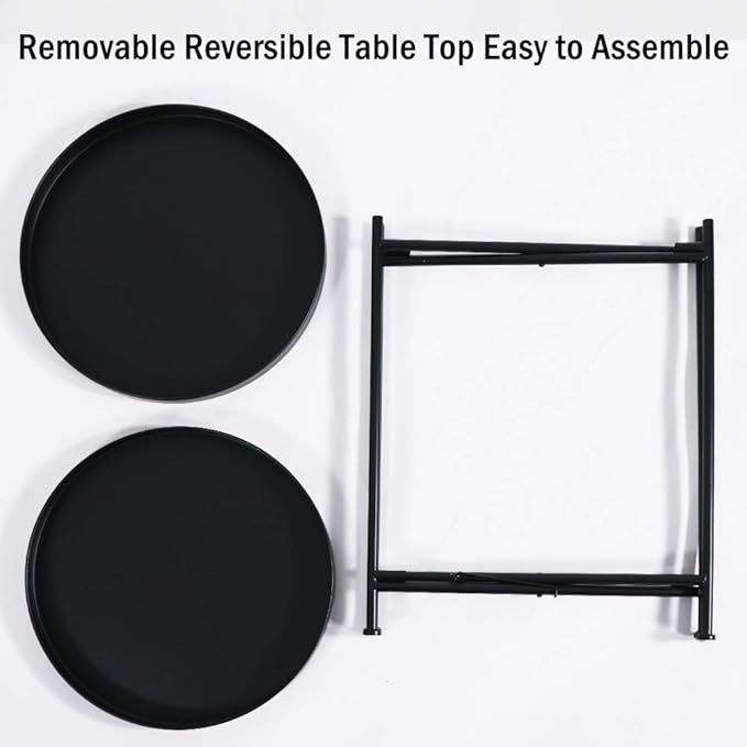 Tiita Round End Table Mental 2-Tier Side Table Nightstand/Small Iron Tables Accent Coffee Table for Living Room Bedroom Office Small Space