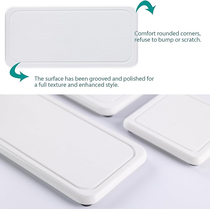 2 Pcs Water Absorbing Stone Trays, Kitchen/Bathroom Sink Soap Dish, Diatomite Tray Used for Hand Soap & Cosmetic Bottles in The Modern Home, 4" W x 8.3" L, White