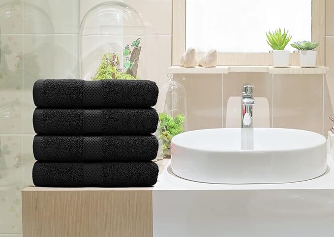 DAN RIVER 6-Pack Premium Hand Towels (16x28 Inches) - 100% Cotton, Ultra Soft, Lightweight, Highly Absorbent Towels for Bathroom, Spa, Gym, Salon, Hotel, and Travel - 550 GSM โ Black