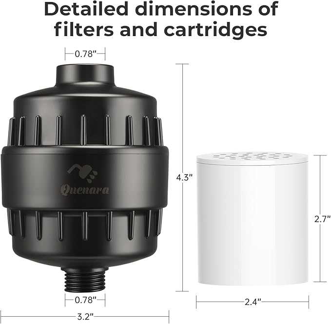 20-Stage Shower Filter, High Output Shower Head Filter for Hard Water with 2 Cartridges, Water Softener Reduces Dry Skin, Dandruff, Eczema and Improves Skin, Hair and Nails, Gray