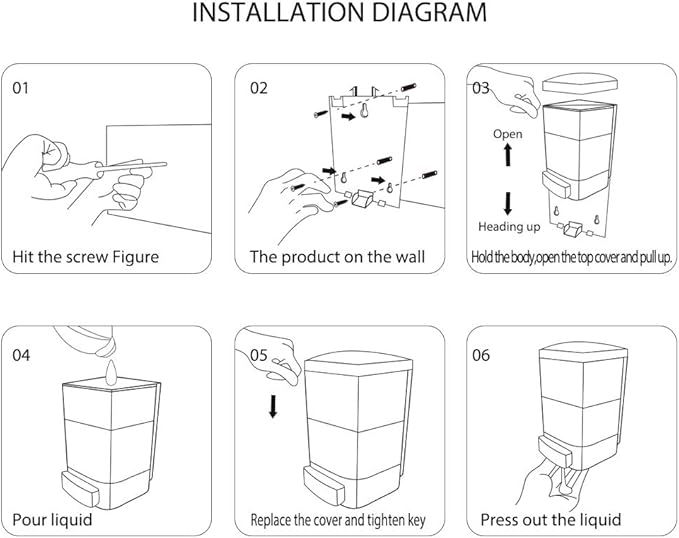 2 Pack 33.8 oz Manual Wall Mounted Soap Dispenser Kitchen Bathroom Hand Commercial Soap Dispenser Refillable for Liquid Containers Shampoo Gel Chamber-Plastic Black