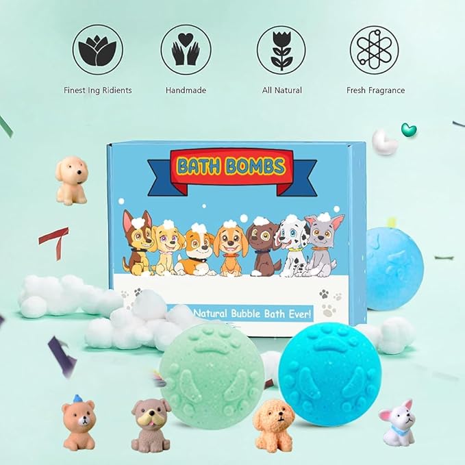 Bath Bombs for Kids with Surprise Inside for Boys Girls Toddlers 20 Pack Kids Gift Set Organic Bubble with Puppy Inside Natural Handmade