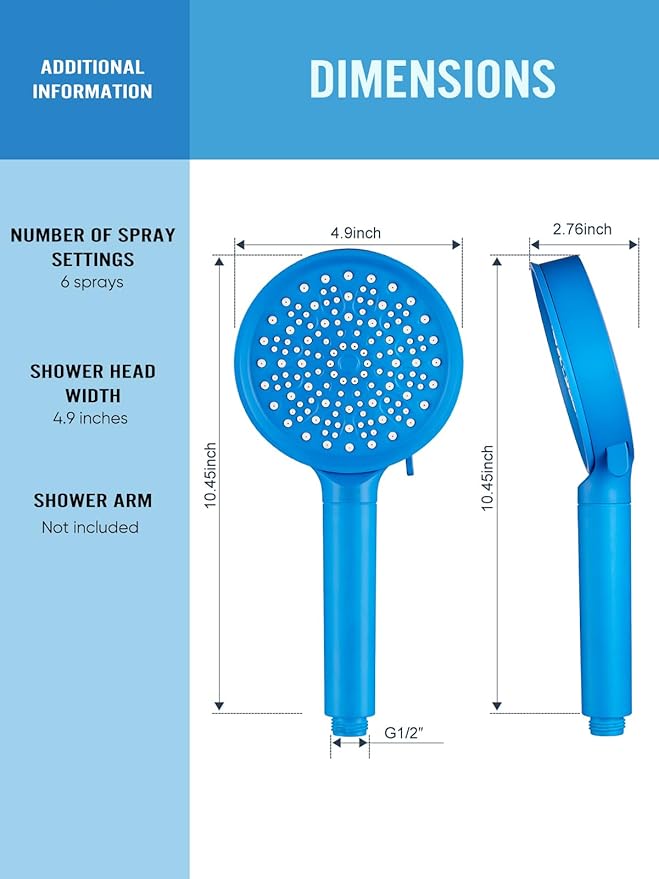 Cobbe Filtered Shower Head with Handheld, High Pressure 6 Spray Mode Showerhead with Filters, Water Softener Filters Beads for Hard Water - Remove Chlorine - Reduces Dry Itchy Skin, Blue