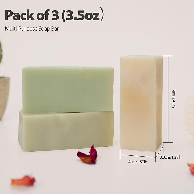 3 Pack Essential Oil Soap Bars Pure Plant Body Soap Bar Natural Face Bath Bar Frankincense Soap Cold Process Rich Creamy Lather-Long Lasting Complex Infused with Olea Cocos Vitamin E 3.5 oz Each