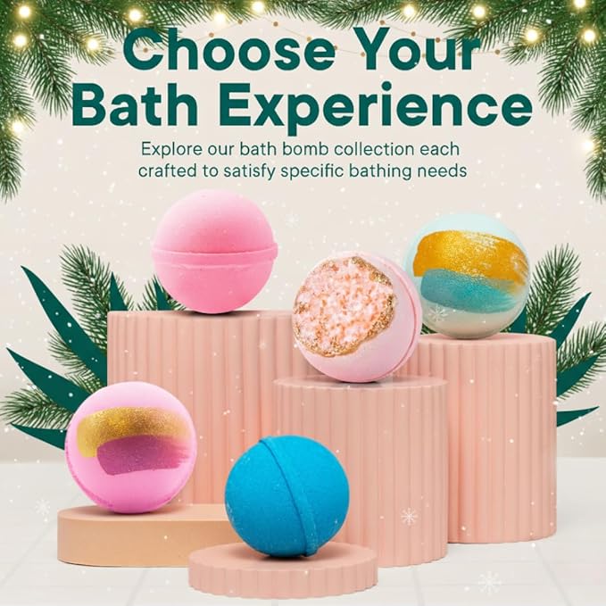 Latika Holiday Bath Bomb Box - Santa for Ultimate Relaxation and Skin Nourishment a Perfect Holiday Gift