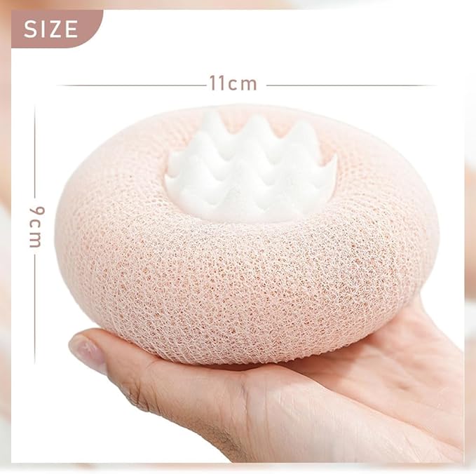 2024 Upgraded 2-in-1 Sunflower Bath Ball,Exfoliating Bath Sponge Cleaning Brush,Super Soft Sunflower Suction Cup Bath Ball,Sponge Mesh Pouf Shower Ball for Women, Men Shower. (Apricot+Purple)