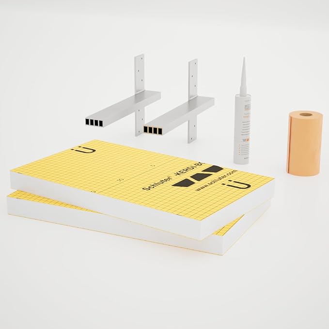 Floating Shower Bench Kit with Orange Waterproof Board - Original Shower Bench Bracket, Bath Bench Seat Bathroom Décor, Bathroom Accessories (10X60)