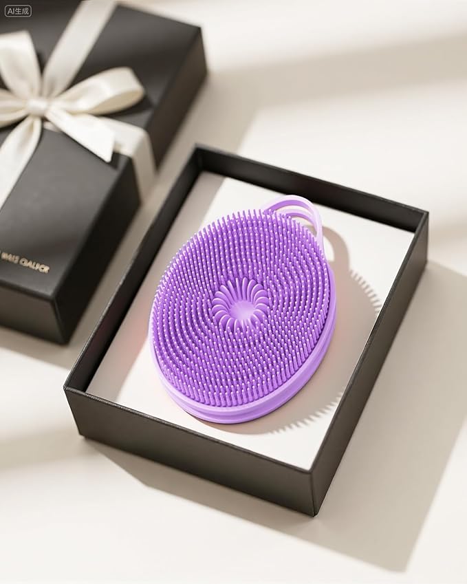 2 in 1 Silicone Body Scrubber, Anti Cellulite Massage Scrubber, Exfoliating Shower Brush for Men & Women, Removes Dead Skin, Reduces Cellulite, Improves Circulation, Fast Dry, Non Slip (1PC, Lavender)