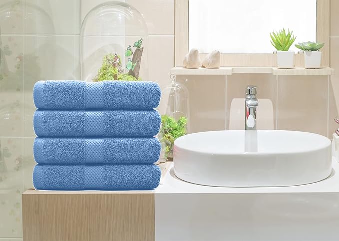 DAN RIVER 6-Pack Premium Hand Towels (16x28 Inches) - 100% Cotton, Ultra Soft, Lightweight, Highly Absorbent Towels for Bathroom, Spa, Gym, Salon, Hotel, and Travel - 550 GSM โ M-Blue