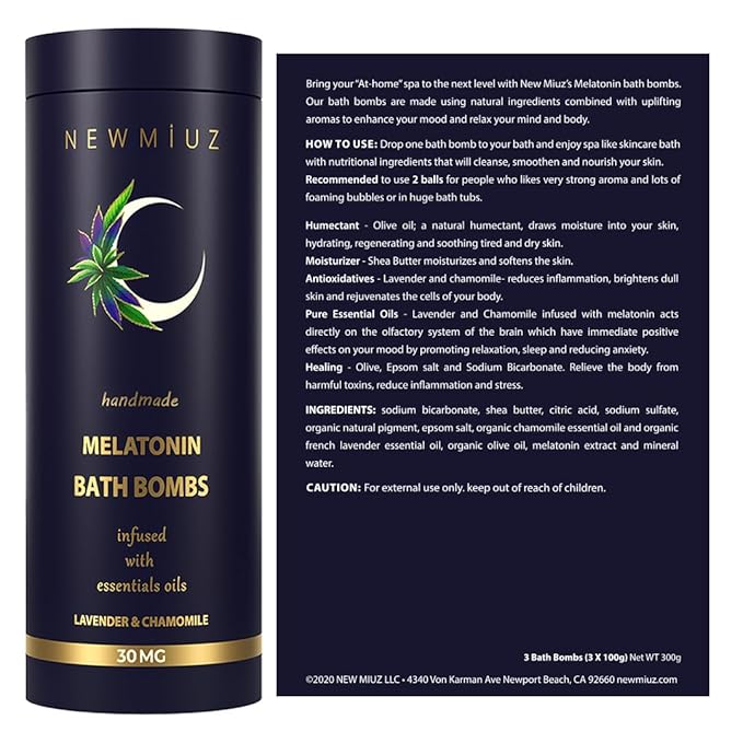 Sleep Well Bubble Bath Bombs Melatonin Infused Lavender Chamomile Essential Oils Luxurious Bath for Dry Skin Perfect Self Care Gifts for Women and Men