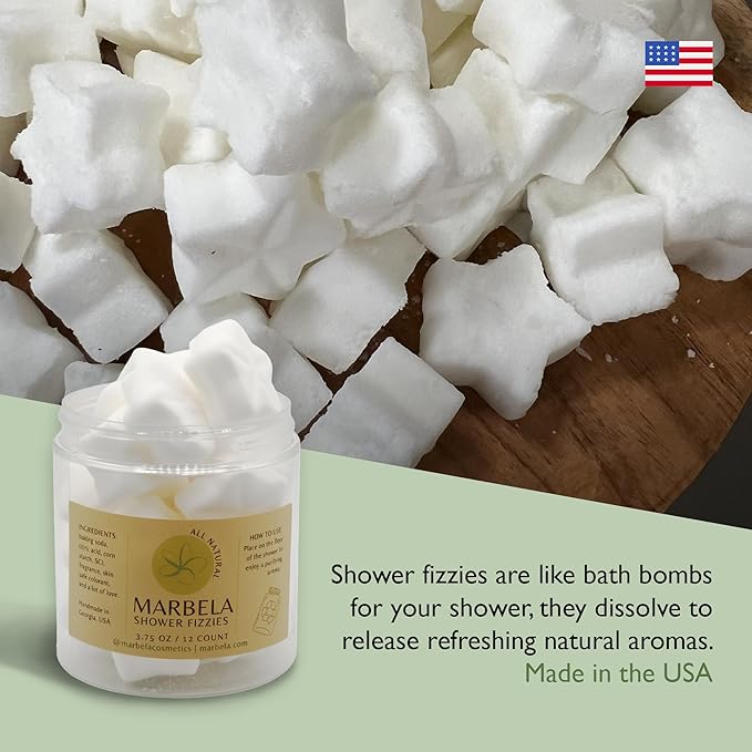 Marbela Eucalyptus and Mint Shower Fizzies Aromatherapy – 12 pcs Eucalyptus Steamers for Men and Women, Handmade Vegan Bath Essentials, Aromatherapy Steamers, Home Spa Experience, Long-Lasting Aroma