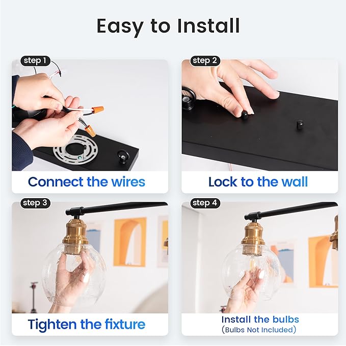 Modern Wall Light Fixtures, 4-Lights Vanity Lights, Black and Gold Bathroom Wall Sconce Over Mirror Vanity Lights with Clear Seeded Glass Lampshade for Bedroom Living Room Dressing Table