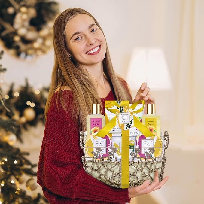 Gift Set for Women, Bath Sets for Women Gift, 9Pcs Relaxing Spa Gift Basket for Women Includes Bubble Bath, Shower Gel, Body Lotion, Birthday Spa Gifts, Mothers Day Gifts for Mom