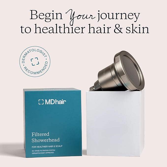 Filtered Shower Head for Healthier Hair & Skin – Removes Chlorine & Heavy Metals, High Pressure Shower Head Filter for Hard Water, Dermatologist-Formulated Water Softener for Hard Water