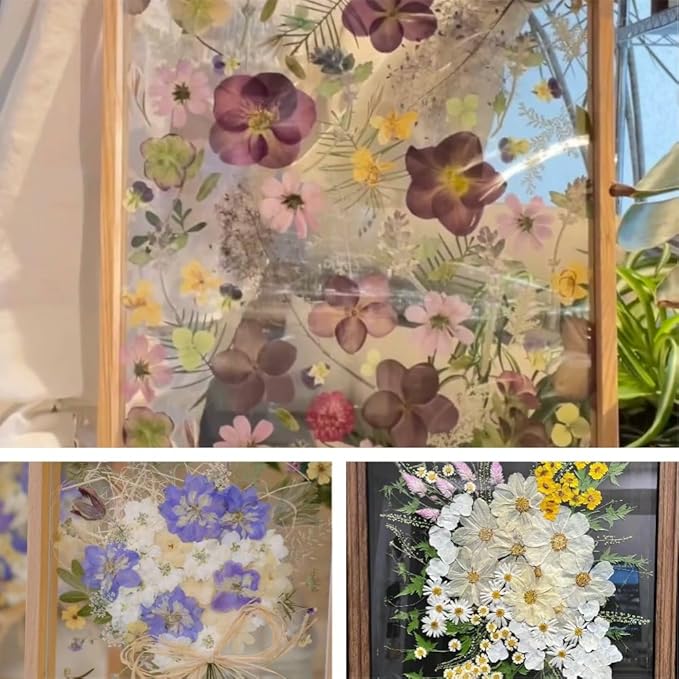 180Pcs Dried Pressed Flowers, Natural Dried Flowers Bulk for Resin, Mixed Color Dried Flowers for DIY Crafts, Candle Holders, Nails, Epoxy Resin Jewelry, Floral DIY Art, Decor, DIY Supplies Kits