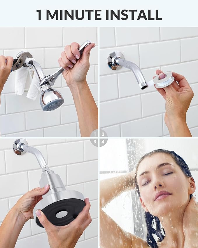 Filtered Shower Head for Hard Water, KDF-55 Filter Dermatologist Recommended for Softening Hard Water, Advanced Filtration for Hair and Skin (CP)