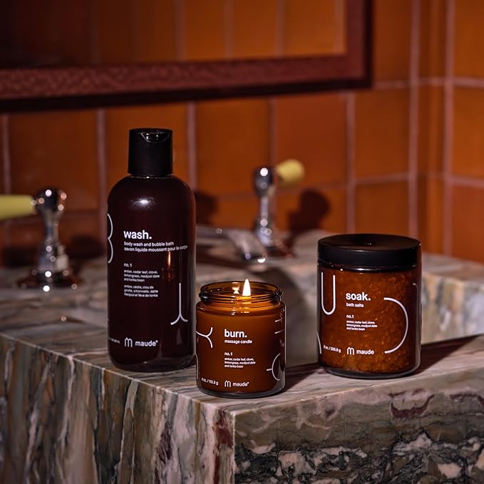 Maude Soak Bundle - Soak Mineral Bath Salts with Hand-Harvested Dead Sea Salt Crystals and Vitamins - Soak No. 1 + No. 2 (8 oz, Two Count)