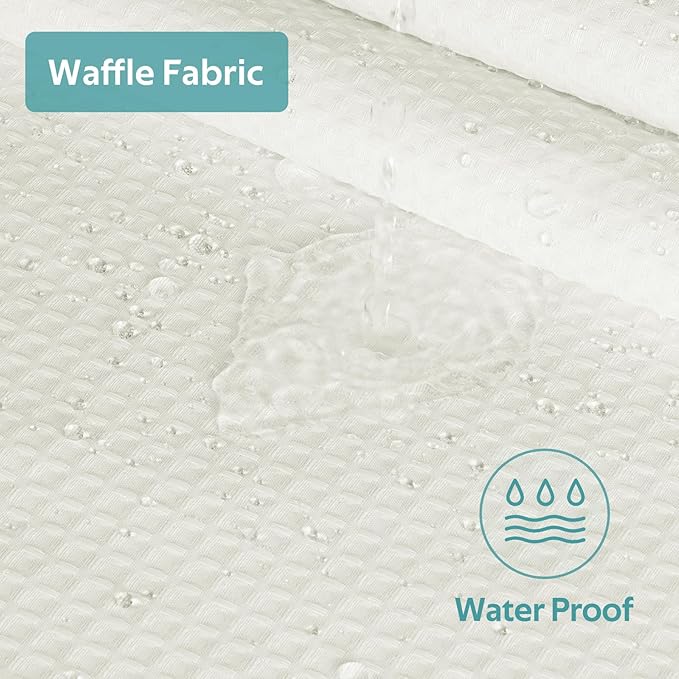 3 in 1 Shower Curtain Set, Waffle Shower Curtain and Liner Set with 12 Double Sided Shower Curtain Hooks, 258GSM Luxury Weighted Cloth Shower Curtains for Bathroom, 72 W x 72 H, Cream