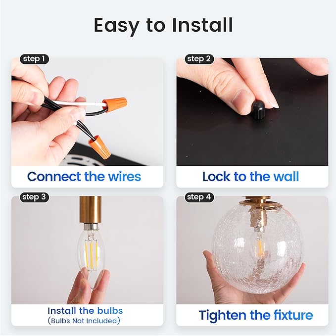 2-Light Bathroom Light Fixtures, Gold Bathroom Lights Over Mirror with Cracked Glass Globe Shade, Modern Vanity Lights for Bathroom Bedroom Living Room Hallway E12 Base(Bulbs Not Included)