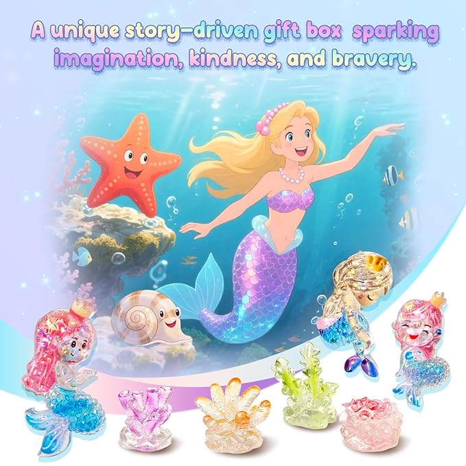 Skin-Safe Mermaid Bath Bombs for Kids with Surprise Toys Inside, 9 Extra Large Bath Salts with Calming and Long-Lasting Scent, Natural Bubble Bath Bombs for Girls Sensitive Skin