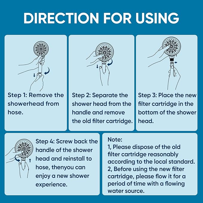 Cobbe 4 Pack Replacement Filters for Handheld Shower Head - Water Softener Filters Beads for Hard Water - Remove Chlorine - Reduces Dry Itchy Skin