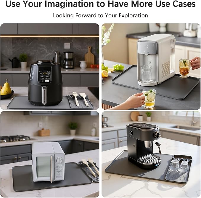 2-in-1 Silicone Heat Resistant Mats for Countertop, Air Fryer Mat Set with Detachable Holder Pad, Countertop Protector Mat for for Microwave/Oven,Compatible with Ninja/Cosori/Chefman/Toshiba