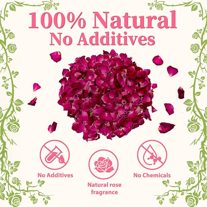 Dried Rose Petals Bulk 5oz – Natural Red Flower Petals for Bath, Candle, Soap Making, Wedding Decor – Real Rose Petals for Romantic DIY Crafts, Confetti, Spa Use, Valentine’s Day Gift