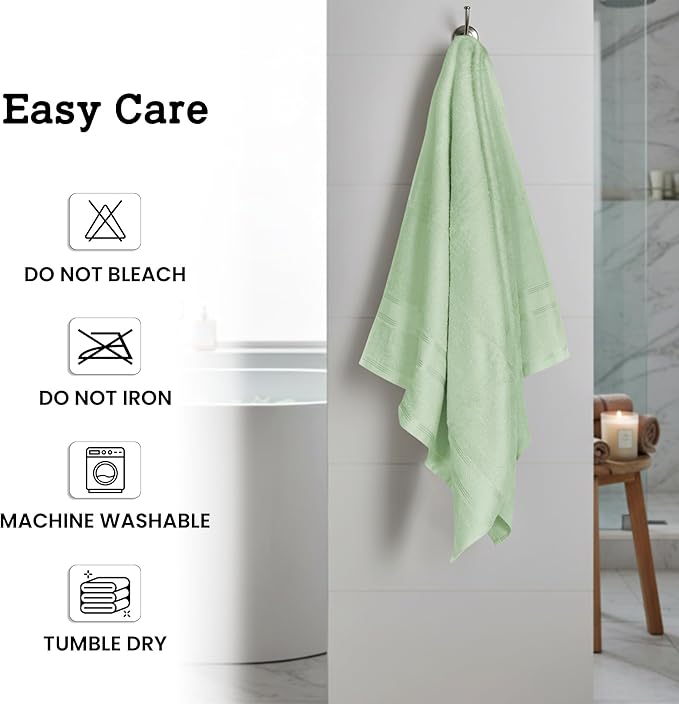Casa Lino Light Sage Green Bath Towels Set of 4 (54" x 27") - Large Bathroom Towel Set - 100% Cotton Towels for Bathroom - Highly Absorbent & Quick Dry Bath Towel Multipack - New Apartment Essentials