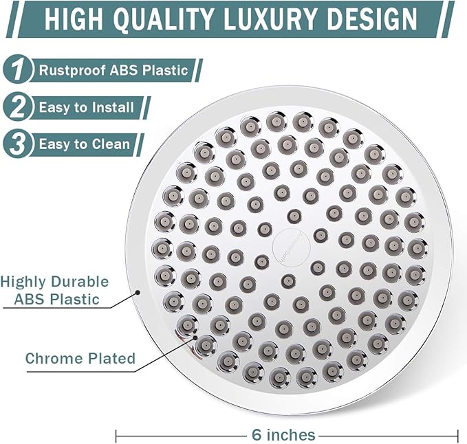 Taiker Filtered Shower Head, High Pressure Rainfall Shower Head/Handheld Shower Filter Combo, Luxury Modern Chrome Plated with 60'' Hose Anti-leak with Holder (Silver)