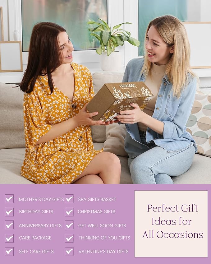 Coralogo Lavender Spa Gift Baskets - Natural Pampering Spa Set, Self-Care Get Well Soon Basket,Thank You Gifts, Unique 11pcs Gift Set for Birthday Christmas Valentines Day Mothers Day