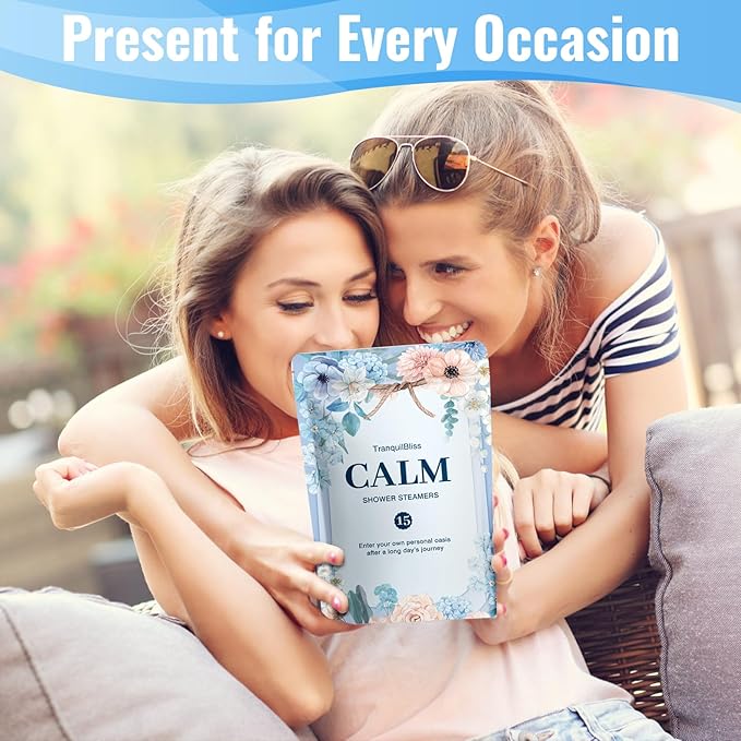 TranquilBliss Shower Steamers-15 Pack Shower Bombs with Lavender Scent, Self-Care Presents for Women Who Have Everything, Relaxation Birthday Presents for Women, Valentines Day Presents for Her