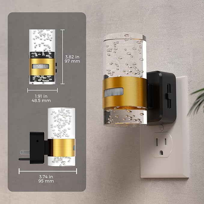 L LOHAS LED Motion Sensor Night Light,Dimmable Night Lights Plug into Wall, Acrylic Nightlight with 0-100 LM Adjustable Brightness, 3000K Plug in Night Light with Motion Activated for Bathroom Hallway