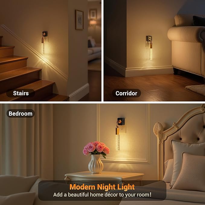 JandCase Night Lights Plug into Wall, 3000K Soft Light LED NightLights, 0-100LM Adjustable Brightness, Bubble Plug in Night Light with Auto Light Sensor, for Bathroom, Hallway, Kitchen, Bedroom