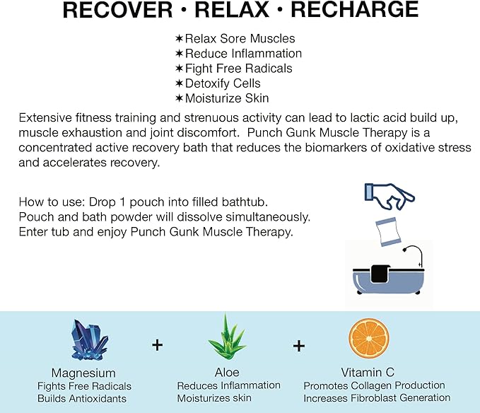Punch Gunk Muscle Therapy Recovery Bath Soak with MSM, Magnesium, Vitamin C and Aloe