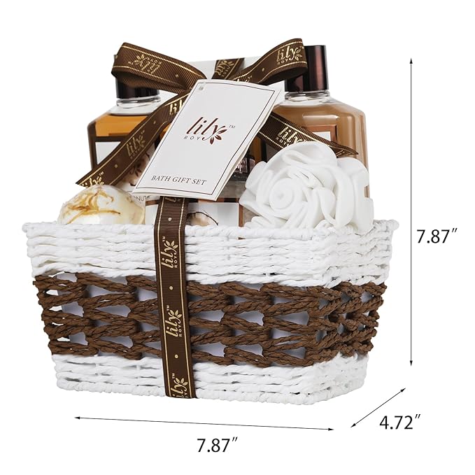 Christmas Gifts for Women - 7 Pcs Coconut Pampering Bath and Body Gift Basket Set for Women, Gift with Shower Gel | Valentine's, Birthday, Mothers Day Gifts for Mom, Perfect Gift for Mom All Occasion