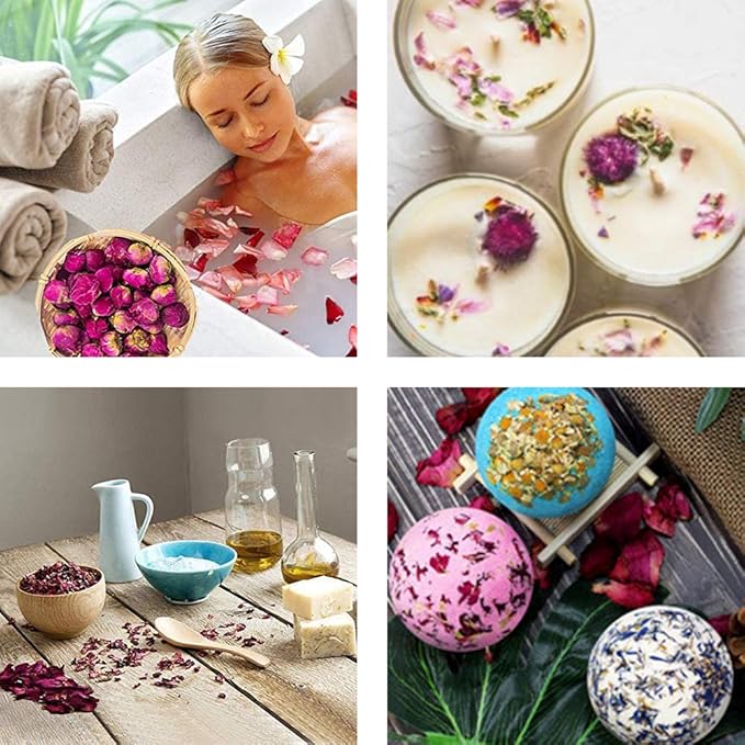TooGet Dry Flowers and Herbs Accessories Decorations Natural Flower 12 Bags Set Dried Flowers for Soap Bath Bombs Making and Dried Flower Crafts