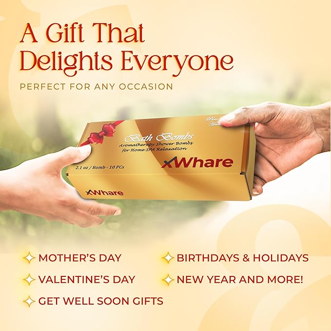 10 XXL Bath Bombs for Women Relaxing - Handmade Kids Bath Bomb Set with Shea, Coco Butter & Essential Oil for Skin Moisturizing - Perfect for Bubble Spa Bath - Gift for Her/Him, Girls, Wife, Mother