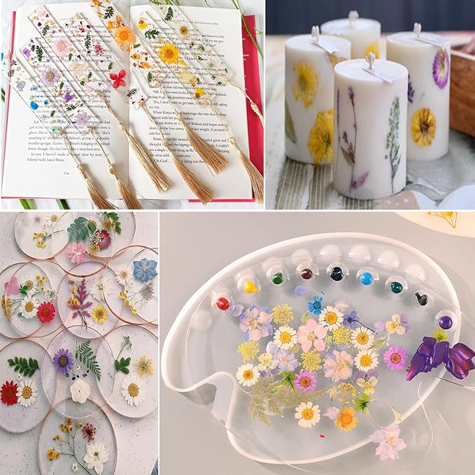 269PCS Dried Pressed Flowers for Resin Craft - YouthBro Real Nature Flowers Set with Butterfly Stickers for DIY Jewelry Nail Scrapbook Art Floral Decors Iridescent
