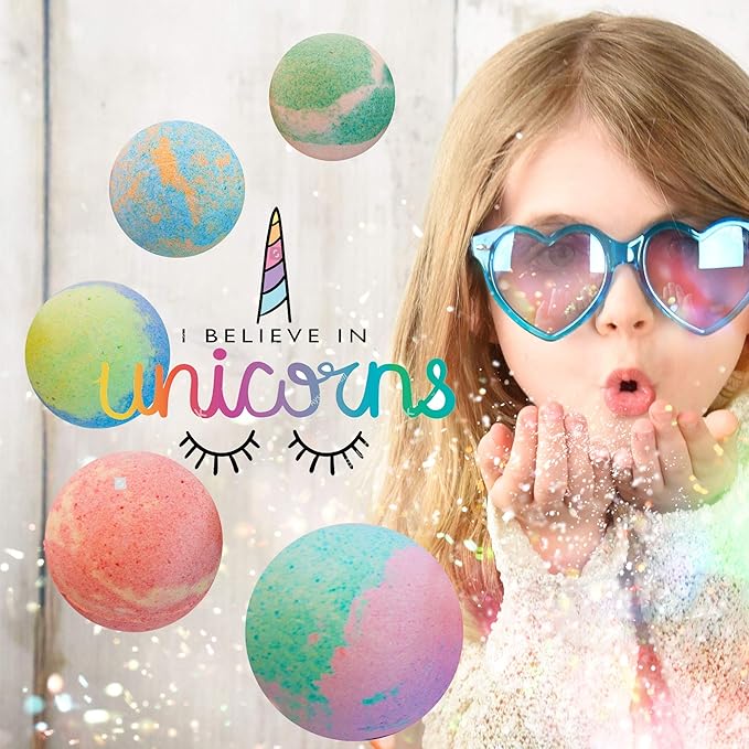 Bath Bombs for Kids with Surprise Inside, Unicorn Bath Bombs for Girls with Jewelry & Jewelry Box for Kids - Organic, Skin Moisturizing, Natural Bubble Bath, Birthday Gifts for Girls