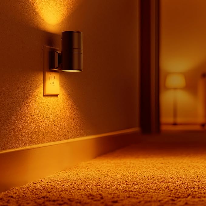 Briignite Night Lights Plug into Wall, Modern LED Night Light Plug in, Dusk to Dawn Sensor,Amber Night Light 0-100LM Adjustable Brightness, Dimmable NightLight for Hallway, Bedroom, Stairway, 2 Pack