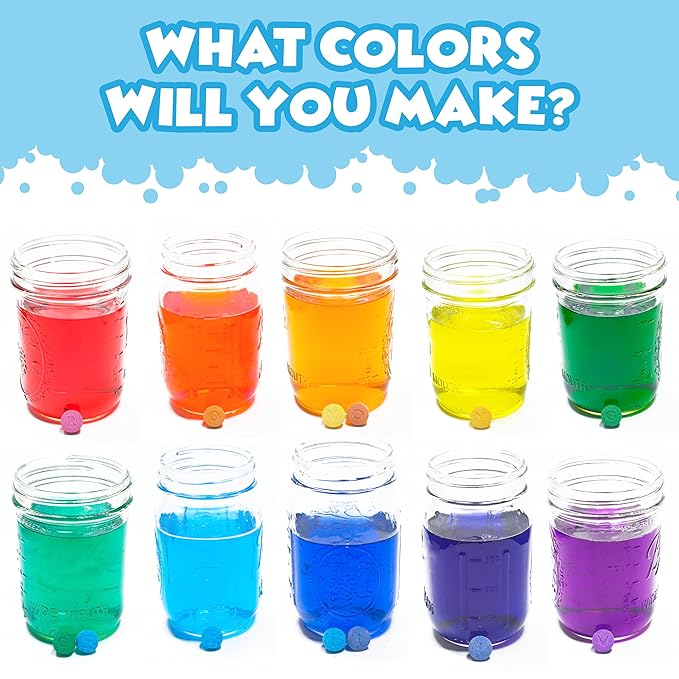 Tub Works® Bath Color Fizzies, 150 Count | Nontoxic & Fragrance-Free | Fizzy, Bath Color Tablets for Kids | Create Colorful Water | Water Tablets in 7 Colors for Variety | Bath Bombs for Kids Bathtub