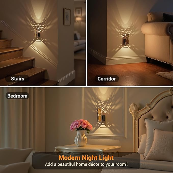 JandCase Night Lights Plug into Wall, Aesthetic Nightlight with Metal Shade, 3000K Warm White 0-100LM Adjustable Brightness, Dusk to Dawn Sensor Plug in Night Light for Bathroom Hallway Bedroom