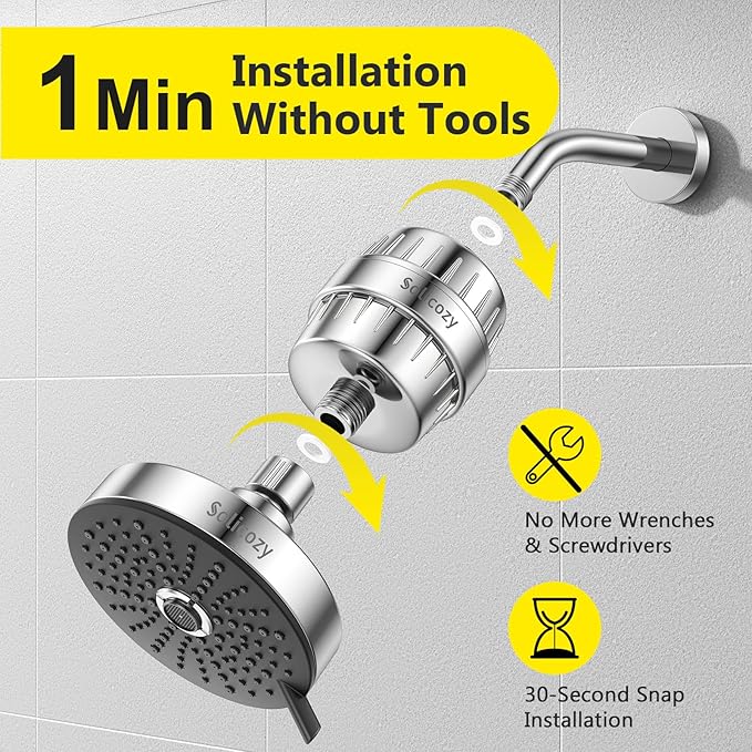 Chlorine Buster ! 25+ Stage High Output Shower Filter for Shower Heads – Softens Water Filter Removes 99% of Impurities – Improves Skin, Hair, Nails – Reduces Dry Itchy Skin, Dandruff