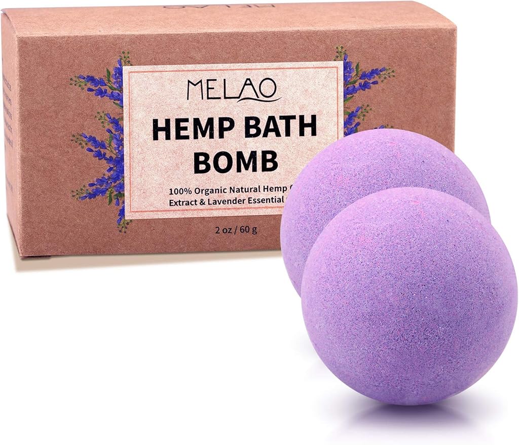 Bath Bombs,2 Pack Fizzy Spa Gift Natural Hemp Oil Extract and Lavender Essential Oils Bath for Moisturizing Dry Skin,Relaxing,Bubble Bath for Gifts Idea for Men Women