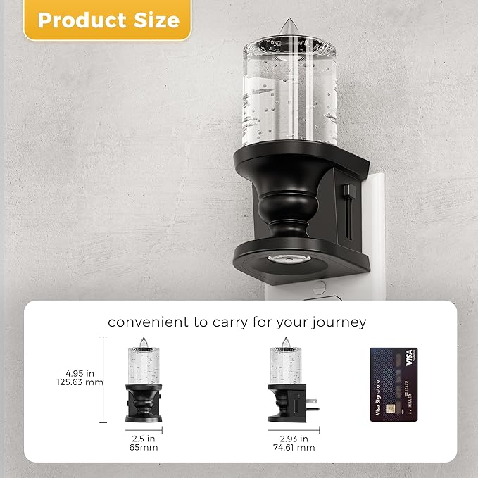 L LOHAS LED Flameless Candle Night Light, 2 Pack Amber Night Lights Plug into Wall, 0-100LM Dimmable Nightlight, LED Candle Night Light with Light Sensor, for Living Room, Bathroom, Hallway