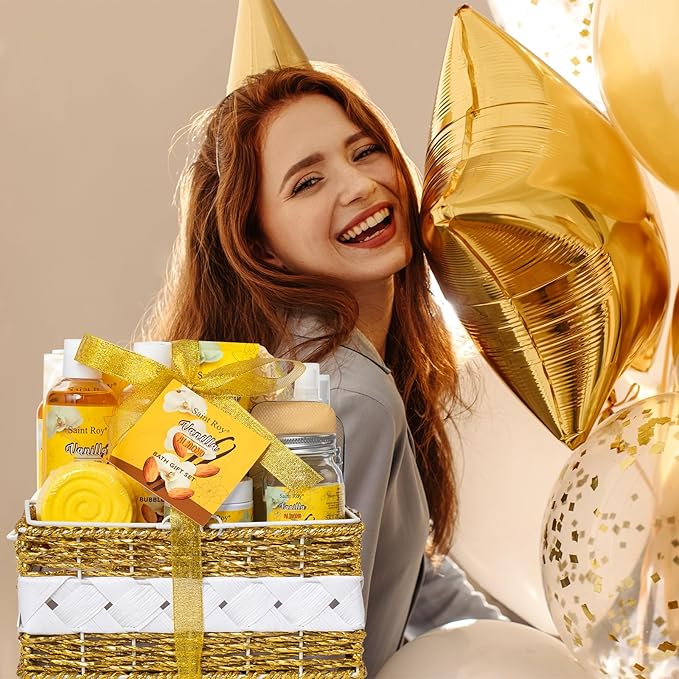 Spa gift baskets for women, Christmas Gifts for Women, Large basket 25 pcs for Women & Men Bath and Body Shower Bath Kit, Vanilla Honey Almond birthday gifts bath gift Spa Kit, Mother's Day Gifts Mom