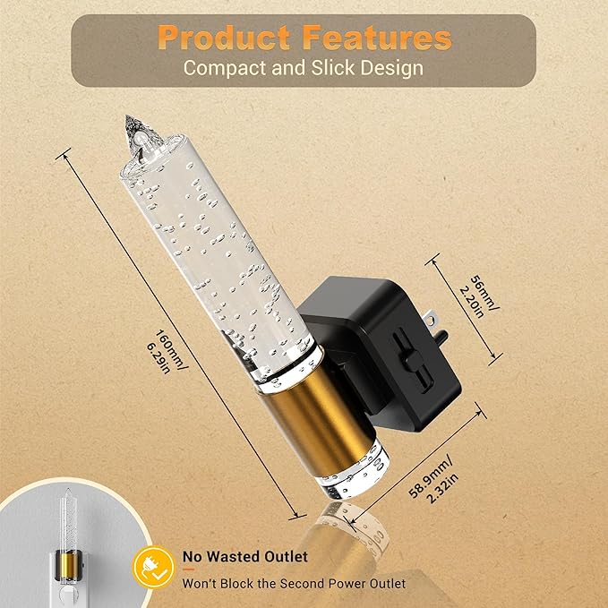 JandCase Night Light, Flameless Candle Night Lights Plug into Wall 2 Pack, Dusk to Dawn Sensor Aesthetic Automatic Nightlight, Amber Dimmable LED Nightlights, Decorative nite light for Adults Bathroom