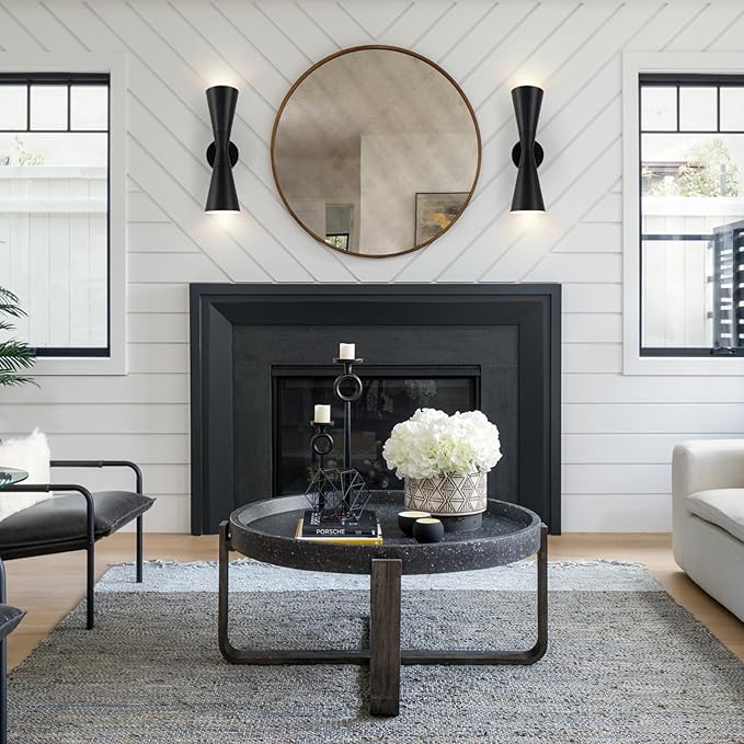 Wall Sconces Set of Two, Bathroom Sconces Lighting 13 inch Black Modern Sconces Wall Decor Set of 2 Indoor Wall Light Fixtures for Living Room Hallway Staircase Bedroom Hardwired